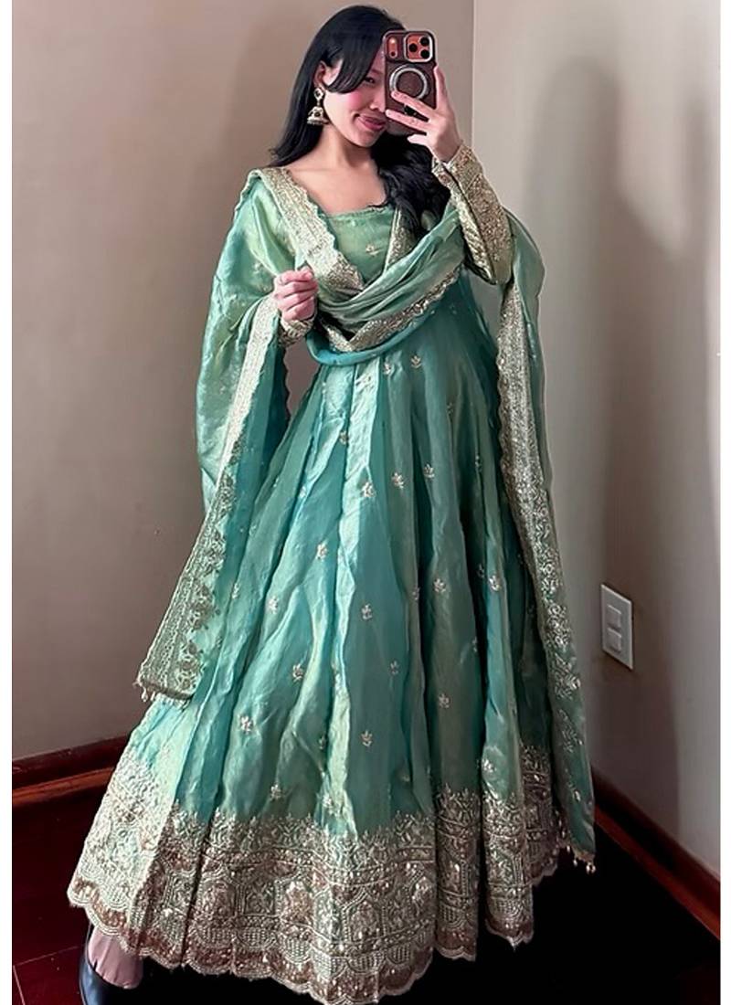 Heavy fendy silk embroidered sequince work wedding kurta set