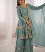 Rama fendy satin with embroidered sequince work plazzo set