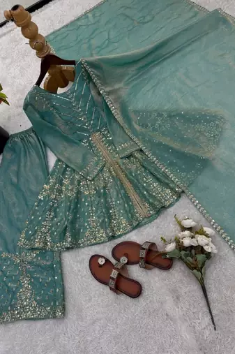Rama fendy satin with embroidered sequince work plazzo set