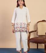 White women khadi cotton kurta pant set
