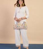 White women khadi cotton kurta pant set