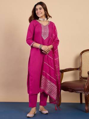 Pink women kurta pant dupatta set 1
