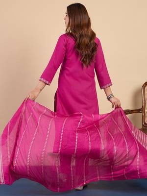 Pink women kurta pant dupatta set 2