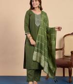 Green women kurta pant dupatta set