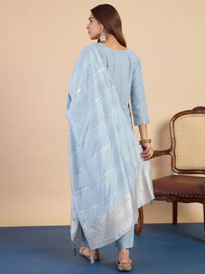 Grey women kurta pant dupatta set 2