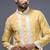 Yellow embroidered, mirror silk kurta pant