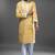 Yellow embroidered, mirror silk kurta pant