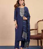 Blue women kurta pant dupatta set