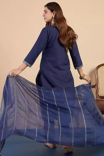 Blue women kurta pant dupatta set