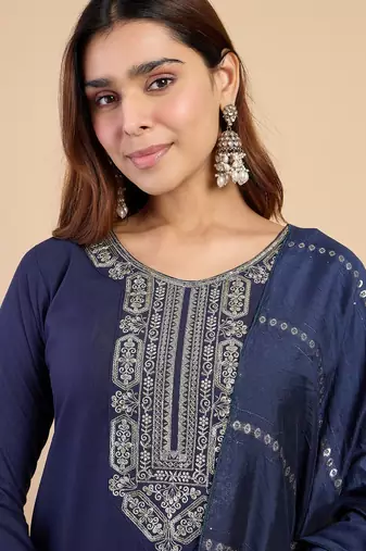 Blue women kurta pant dupatta set