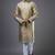 Beige embroidered, mirror silk kurta pant