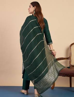 Green women kurta pant dupatta set 2
