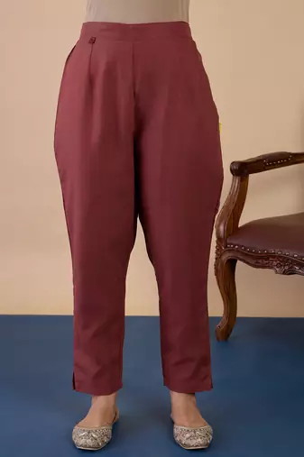 Brown women kurta pant dupatta set