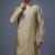 Beige embroidered, mirror silk kurta pant