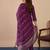 Purple women kurta pant dupatta set