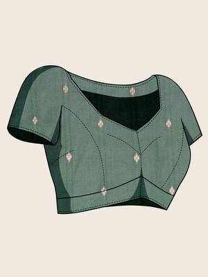 Green zari woven soft silk blend banarasi saree with blouse 5