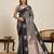 Grey zari woven soft silk banarasi saree with blouse