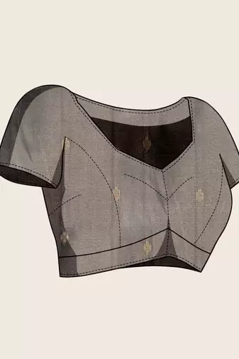 Grey zari woven soft silk banarasi saree with blouse