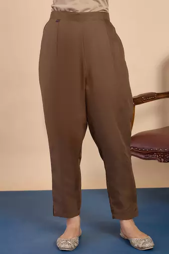 Brown women kurta pant dupatta set