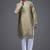 Beige embroidered, mirror silk kurta pant