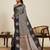 Grey zari woven soft silk banarasi saree with blouse