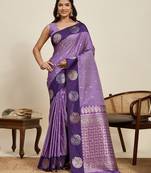 Purple zari woven soft silk banarasi saree with blouse