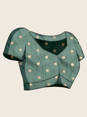 Green zari woven soft silk blend banarasi saree with blouse 5