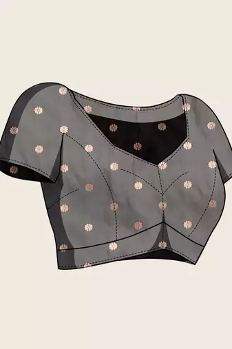 Grey zari woven soft silk banarasi saree with blouse