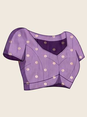 Purple zari woven soft silk blend banarasi saree with blouse 5