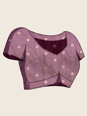 Wine zari woven soft silk blend banarasi saree with blouse 5