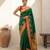 Green woven zari buti & floral motifs work silk blend fabric traditional festive style
