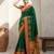 Green woven zari buti & floral motifs work silk blend fabric traditional festive style