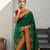 Green woven zari buti & floral motifs work silk blend fabric traditional festive style