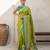 Lime woven zari buti & floral motifs work silk blend fabric traditional festive style