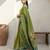 Lime woven zari buti & floral motifs work silk blend fabric traditional festive style