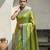Lime woven zari buti & floral motifs work silk blend fabric traditional festive style