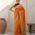 Orange woven zari buti & floral motifs work silk blend fabric traditional festive style