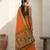 Orange woven zari buti & floral motifs work silk blend fabric traditional festive style