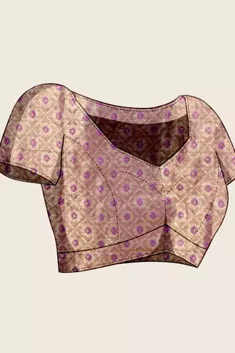 Violet woven embellished self design pure silk banarasi saree with blouse