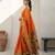 Orange woven zari buti & floral motifs work silk blend fabric traditional festive style