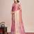 Pink woven pure silk banarasi saree with blouse