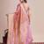 Pink woven pure silk banarasi saree with blouse