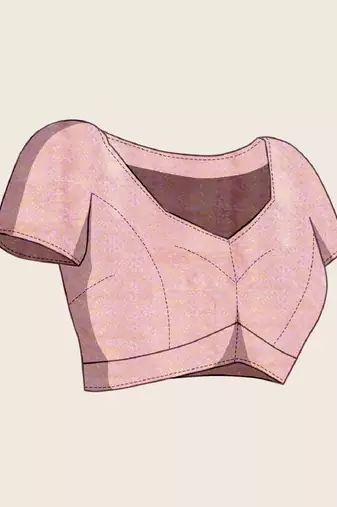 Pink woven pure silk banarasi saree with blouse