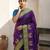 Purple woven zari buti & floral motifs work silk blend fabric traditional festive style