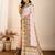 Cream printed embellished pure cotton kalamkari saree with blouse