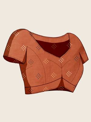 Cream printed embellished pure cotton kalamkari saree with blouse 5