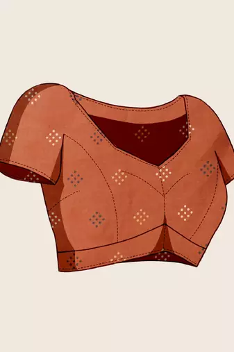 Cream printed embellished pure cotton kalamkari saree with blouse