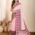 Light pink printed embellished pure cotton kalamkari saree with blouse
