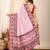Light pink printed embellished pure cotton kalamkari saree with blouse