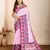 Light purple printed embellished pure cotton kalamkari saree with blouse
